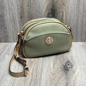 Giani Bernini Saffiano Dome Crossbody Faux Leather Green Bag EUC